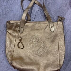 Gold Ralph Lauren Leather Tote Bag